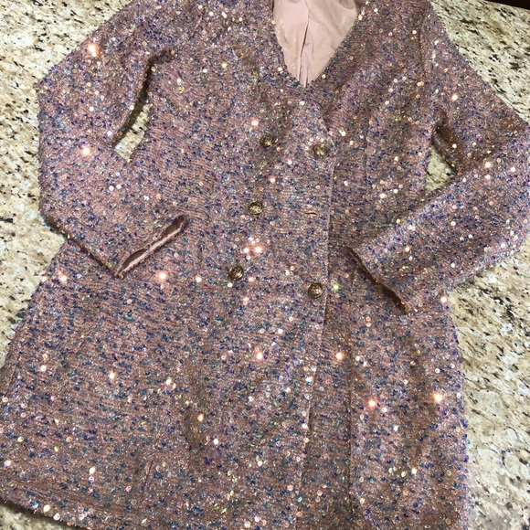 A.Peach Sequins On The Rocks Blazer Dress in Rose Gold Small - Picture 11 of 12